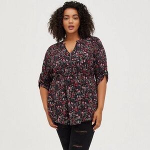 Torrid Babydoll Stretch Challis Zip-Front Tunic Top Size 4X